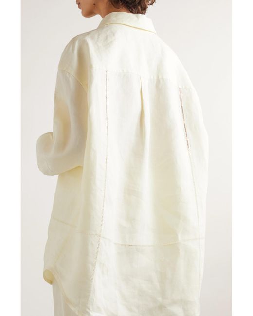 Bottega Veneta Natural Embroidered Linen Shirt