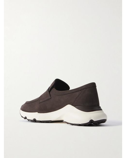Tod's Brown Shearling-Lined Suede Loafers