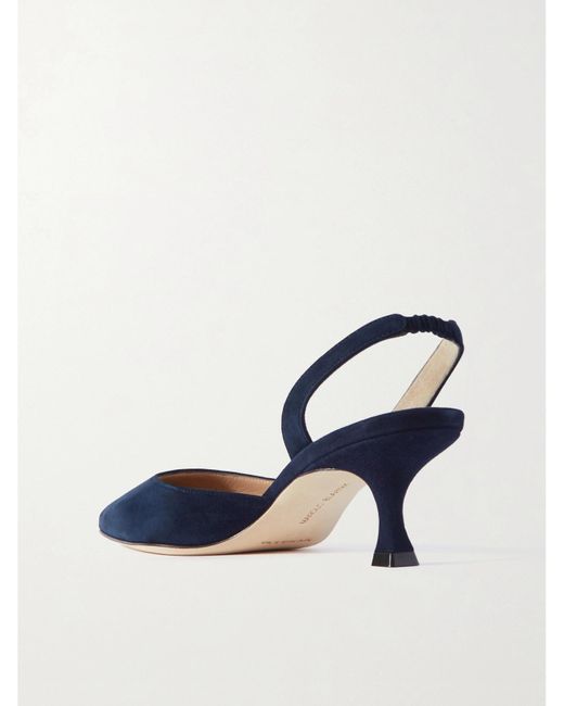 Manolo Blahnik Blue Carolyne 50 Slingback-Pumps Aus Veloursleder