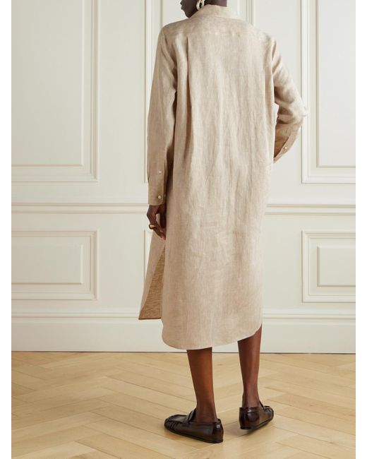Loro Piana Natural Lora Linen Midi Dress