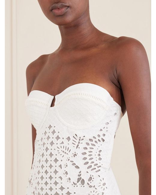 Zimmermann White Indra Floral-Embroidered One-Piece