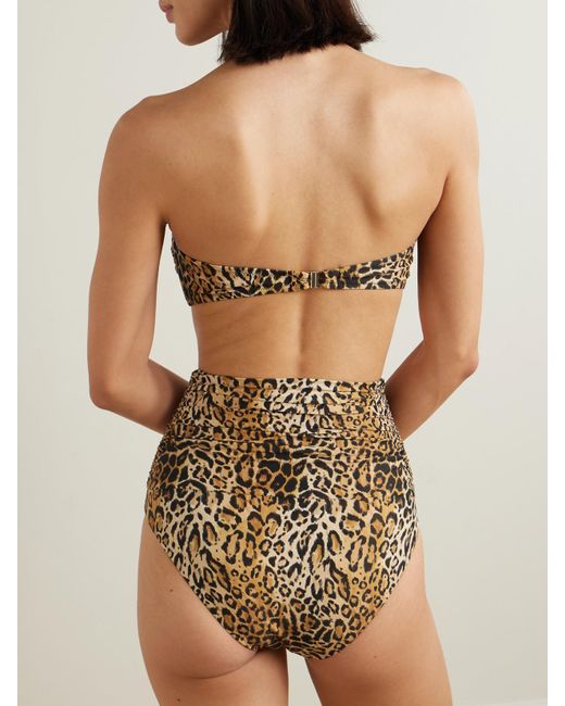 Melissa Odabash Natural Catania Ruched Leopard-Print Bikini Briefs