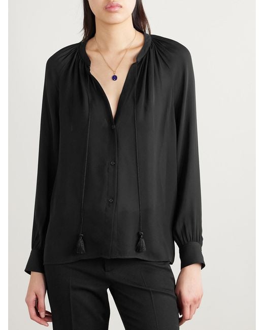 Nili Lotan Black Lys Tie-Neck Silk-Chiffon Shirt