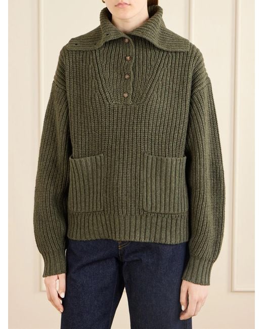 Polo Ralph Lauren Green Cotton And Wool-Blend Sweater