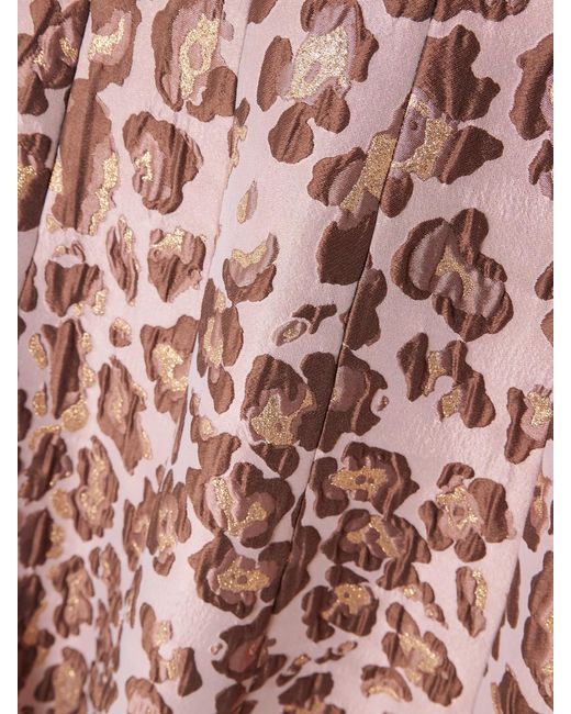 Cara Cara Red Mimosa Leopard-Brocade Midi Skirt