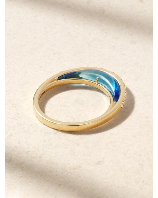 L'Atelier Nawbar Natural Bloop Moon 18-Karat, Diamond And Enamel Ring