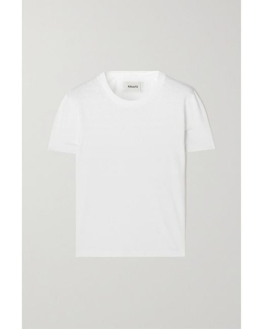 Khaite White Emmylou Cotton-Jersey T-Shirt