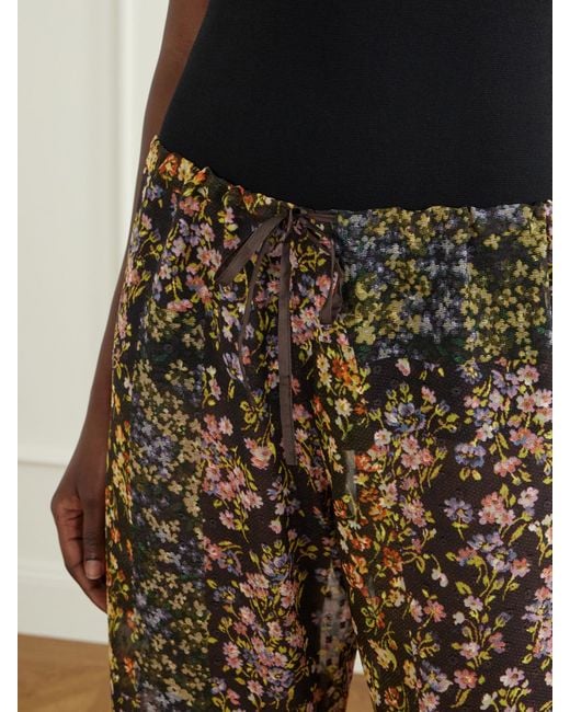 Dries Van Noten Multicolor Floral-Print Fil Coupé Organza Straight-Leg Pants