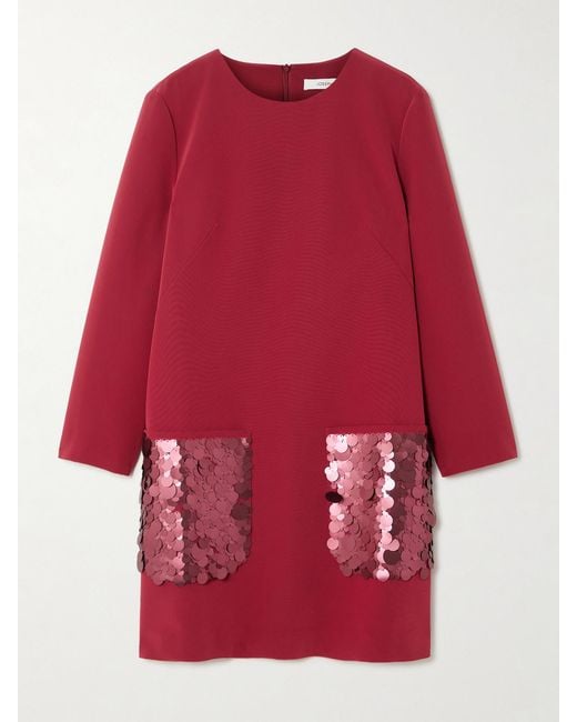 Joseph Red Bixio Pailette-Embellished Satin-Twill Mini Dress