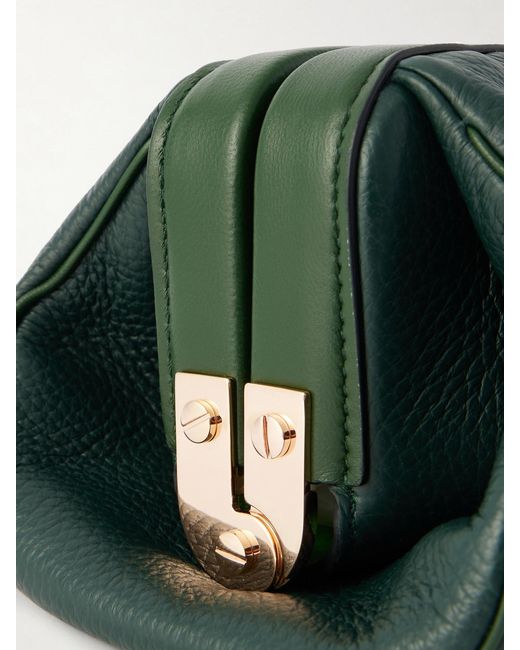 Gabriela Hearst Green Paola Textured-Leather Clutch
