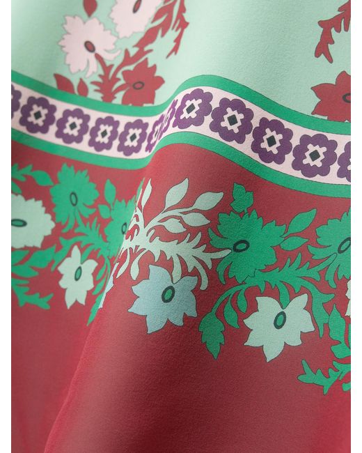 LaDoubleJ Green Maria Printed Silk Midi Dress