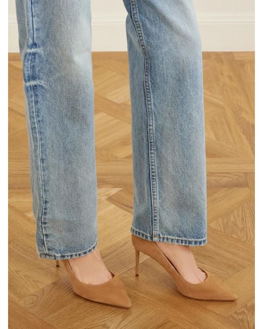 Aquazzura White Purist 85 Suede Pumps