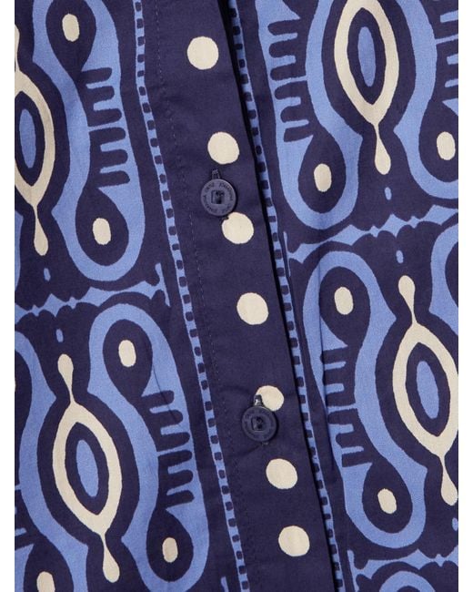 Johanna Ortiz Blue Salty Promises Printed Cotton Shirt
