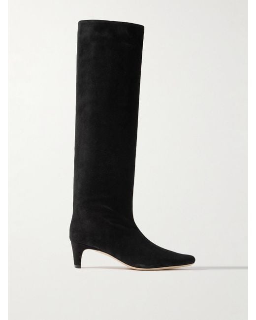 Staud Black Wally Suede Knee Boots
