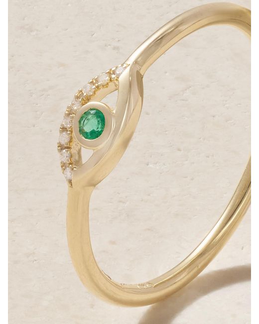 Melissa Joy Manning Natural Wink 14-Karat, Diamond And Emerald Ring