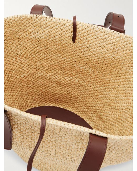 LIE STUDIO Natural Bianca Large Leather-Trimmed Raffia Tote