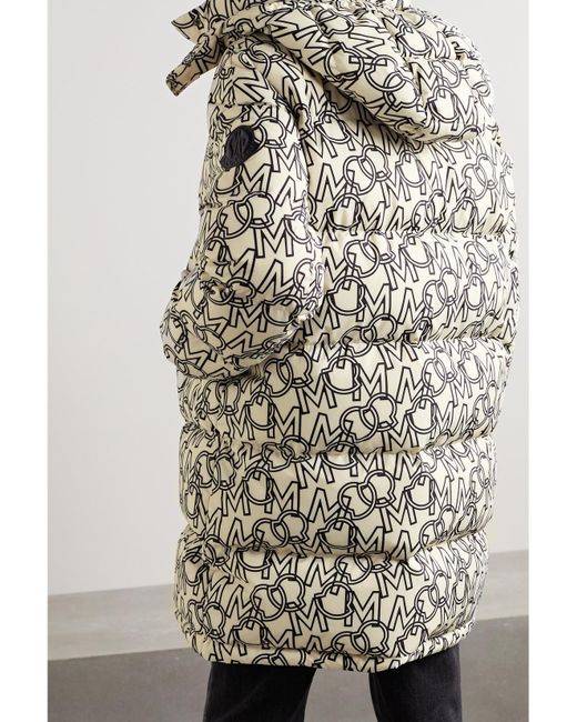 Moncler White Gaou Hooded Printed Quilted Shell Down Coat