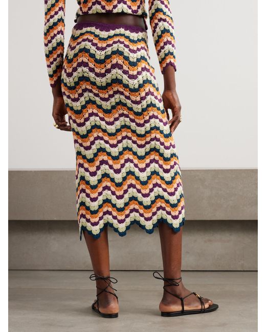 Jupe Midi En Coton Crocheté À Festons Safi Escvdo en coloris White