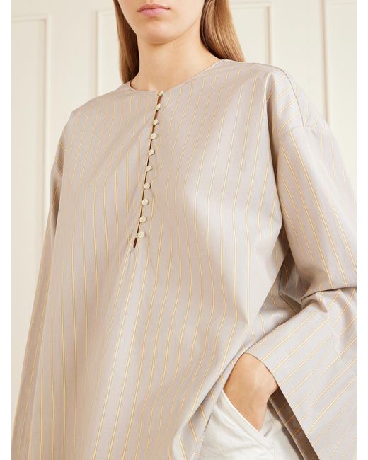 Kallmeyer Natural Marguerite Striped Cotton-Poplin Blouse