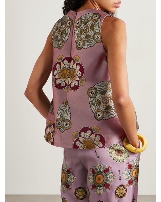 LaDoubleJ Purple Icon La Scala Satin-Jacquard Top
