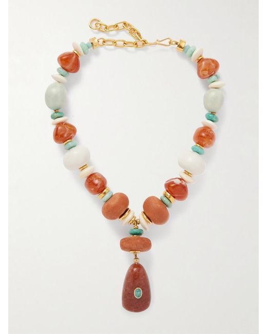 Lizzie Fortunato White Andamento-Plated-Stone And Bone Necklace