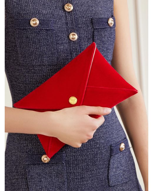 Altuzarra Red Envelope Velvet Clutch