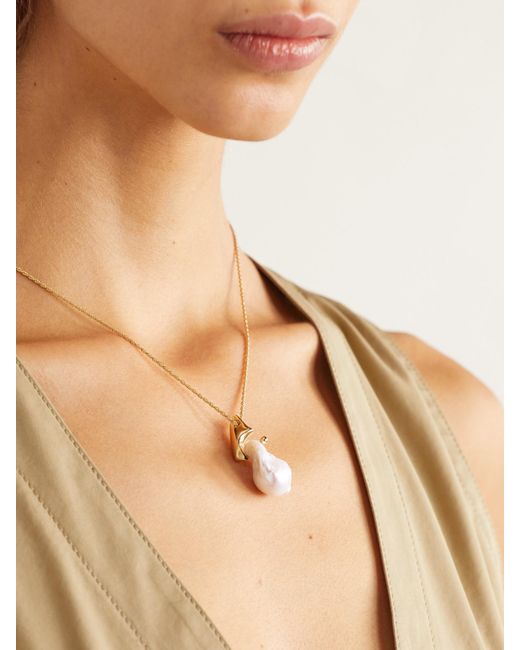 Bottega Veneta White Tone Freshwater Pearl Necklace