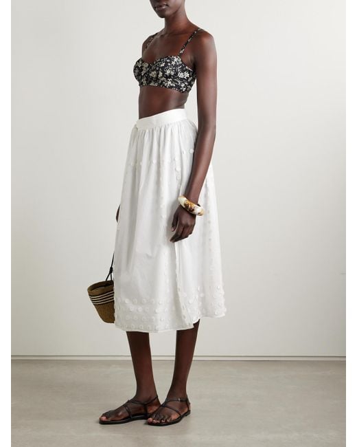 Ulla Johnson White Kyla Appliquéd Cotton-Voile Pareo