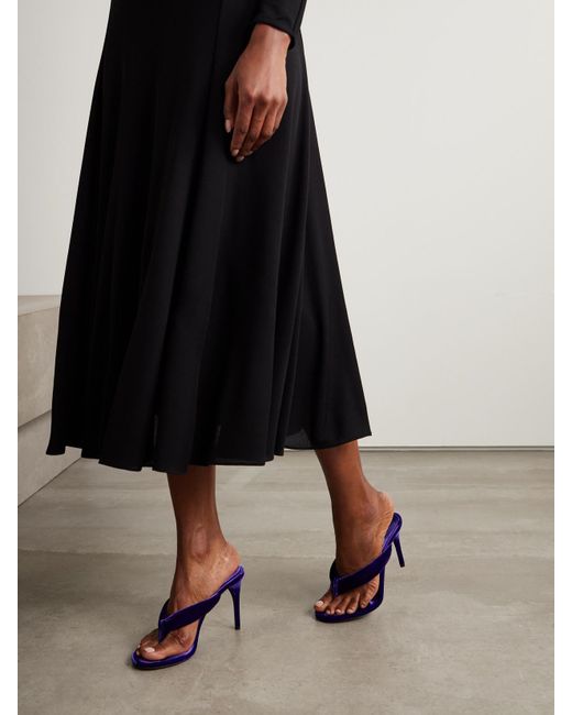 Alaïa Blue 90 Velvet Mules