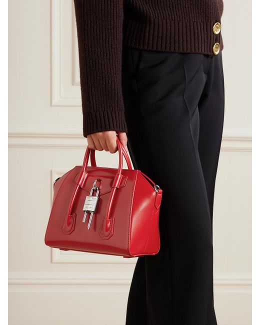 Givenchy Red Antigona Lock Mini Schultertasche Aus Leder