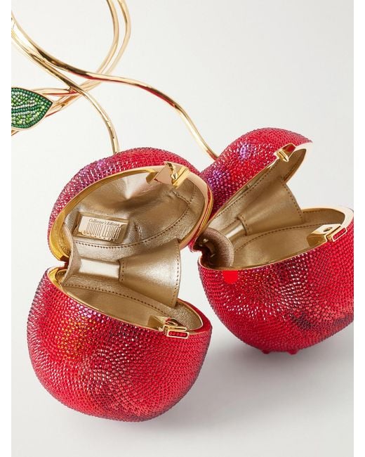 Judith Leiber Red Cherries Crystal-Embellished-Tone Clutch