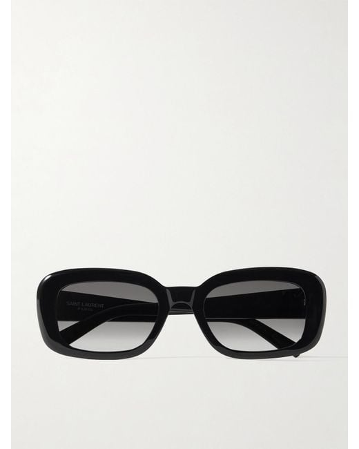 Saint Laurent Black Rectangular-Frame Recycled Acetate Sunglasses