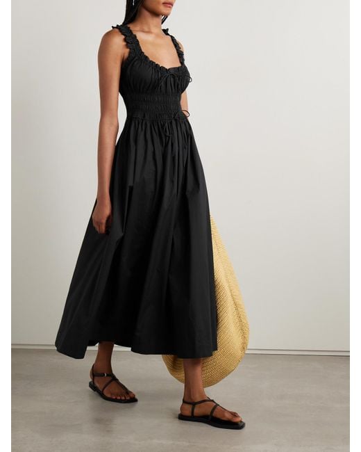 Doen Black Emmaretta Midikleid Aus Biobaumwoll-Voile Mit Raffungen Zum Binden