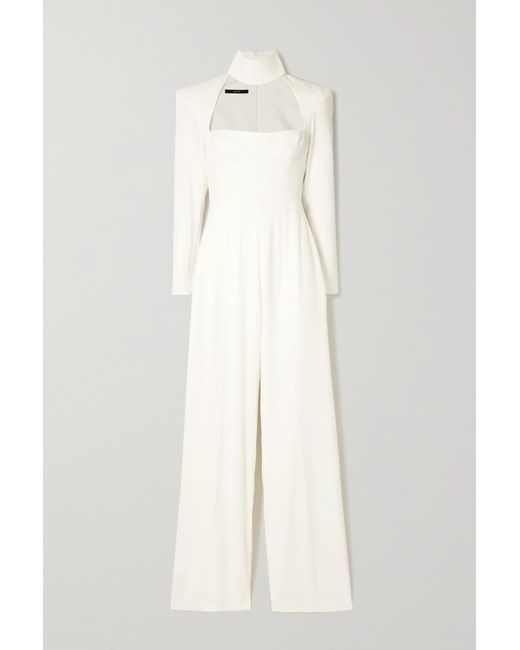 Alex Perry Morgan Cutout Crepe Jumpsuit in White | Lyst