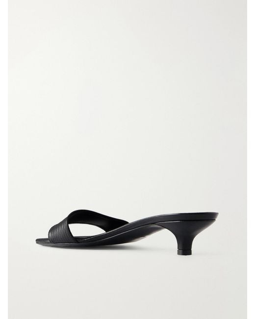 Totême Black Lizard-Effect Leather Sandals
