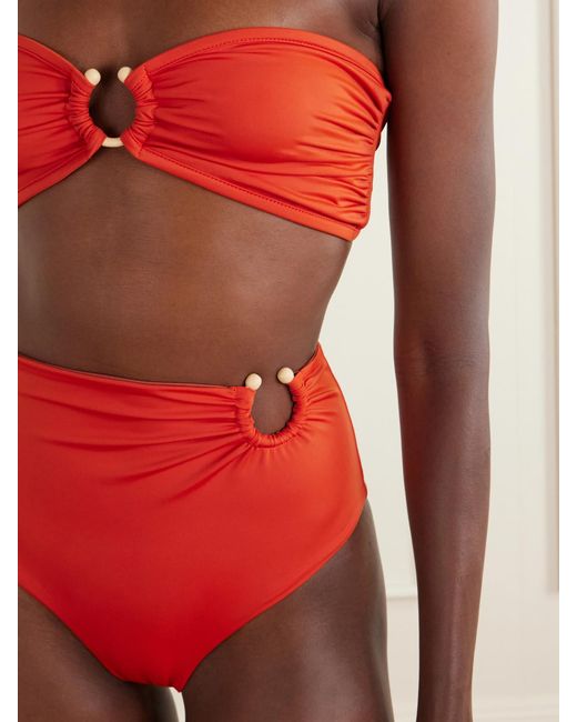 Johanna Ortiz Red Taita Embellished Bikini Briefs