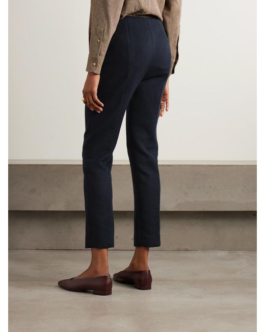 Loro Piana Blue Ralph Pleated Cashmere Straight-Leg Pants