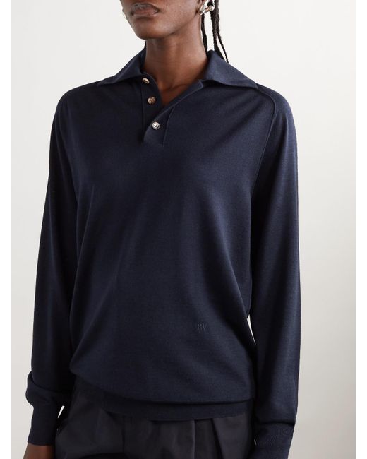 Bottega Veneta Blue Wool Polo Shirt