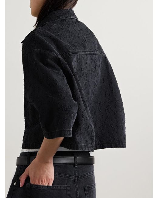 Halfboy Black Cropped Distressed Denim Shirt