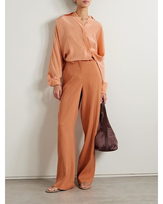 Another Tomorrow Pink Net Sustain Convertible Pleated Peace Silk Shirt
