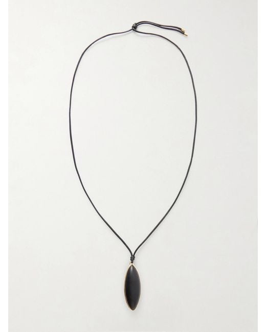 Jennifer Fisher Black Dagger-Plated, Quartz And Leather Necklace