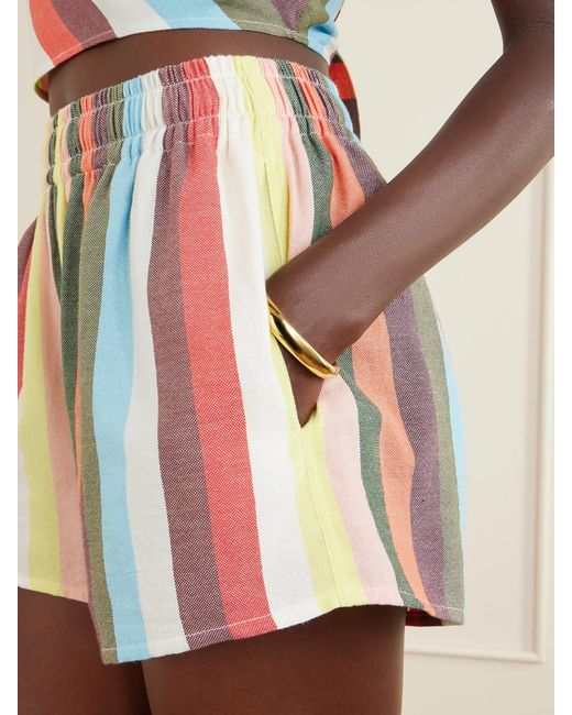 Marrakshi Life White Striped Cotton Shorts