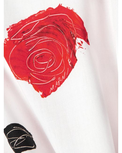 Marni Red Oversized-Bluse Aus Popeline