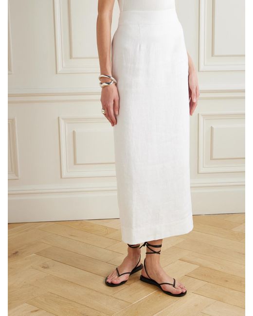 Posse White Emma Linen Midi Skirt