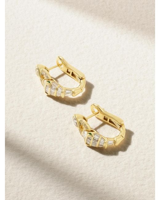 SHAY Natural Serpentine 18-Karat, Diamond And Garnet Earrings