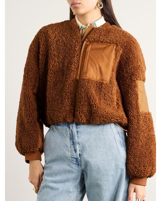Ulla Johnson Brown Arlyn Shell-Trimmed Fleece Jacket