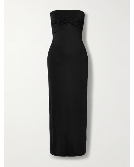 TOVE Black Cate Trägerloses Midikleid Aus Stretch-Jersey Mit Twist-Detail