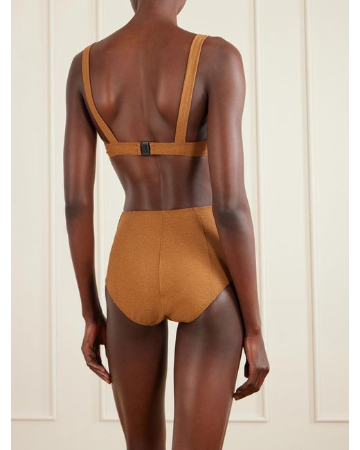Lisa Marie Fernandez Brown Magdalena Button-Embellished Bikini