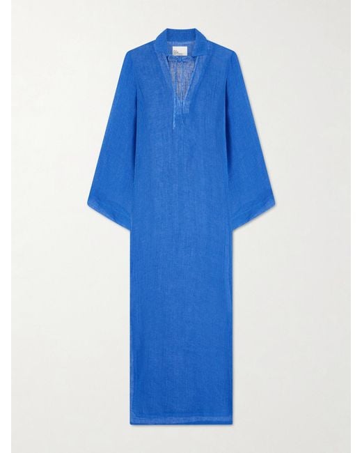 Lisa Marie Fernandez Blue Linen-Blend Coverup