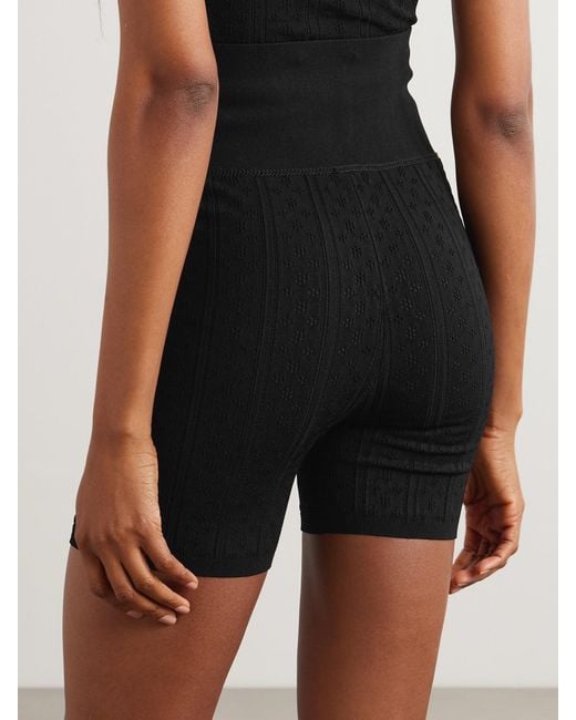 J.W. Anderson Black Bow-Embellished Pointelle-Knit Recycled-Jersey Shorts